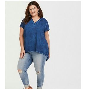 Plus Blue Washed Challis Pullover